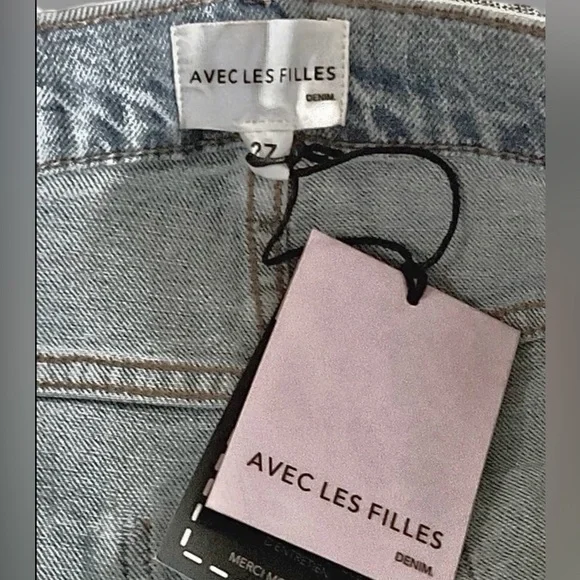 Avec Les Filles NWT Drawstring Cropped Wide Leg Badlands Wash Cargo Jeans, 27 - Picture 14 of 15